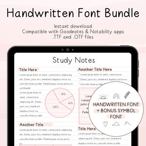 Neat Handwritten Font for Digital Planner and Student Note Taking | Cute and Neat Handwriting Font | Goodnotes iPad | Symbol Font Bundle