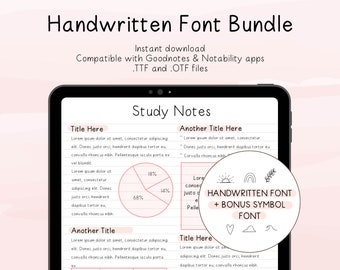The Duo Set – Handwriting & Symbol Font Bundle for Goodnotes, iPad Notes, Journaling, Student Notes | Aesthetic, Neat Handwritten Fonts
