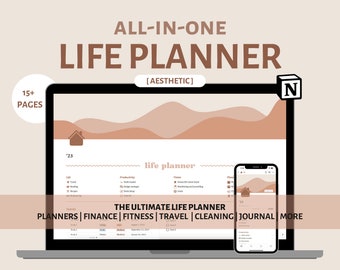 All in one Notion Planner Template | Notion Life Planner Dashboard | ADHD Planner | Minimal, Aesthetic | Planner Template | Digital Planner