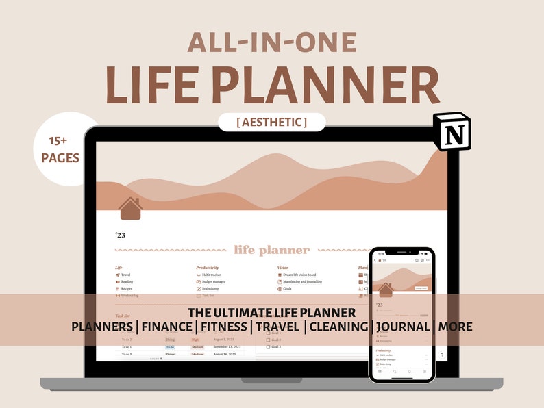 All in One Notion Planner Template | Notion Life Planner Dashboard ...