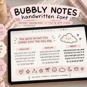 Urocza odręczna czcionka do Goodnotes i cyfrowych planistów – Bubbly Notes