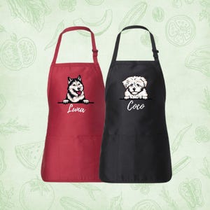 Peeking Dog Apron, Custom Dog Mom Apron, Mothers Day Gift, Personalized Apron for Dog Owner, Gifts for Dog Lover, Custom Dog Name Apron