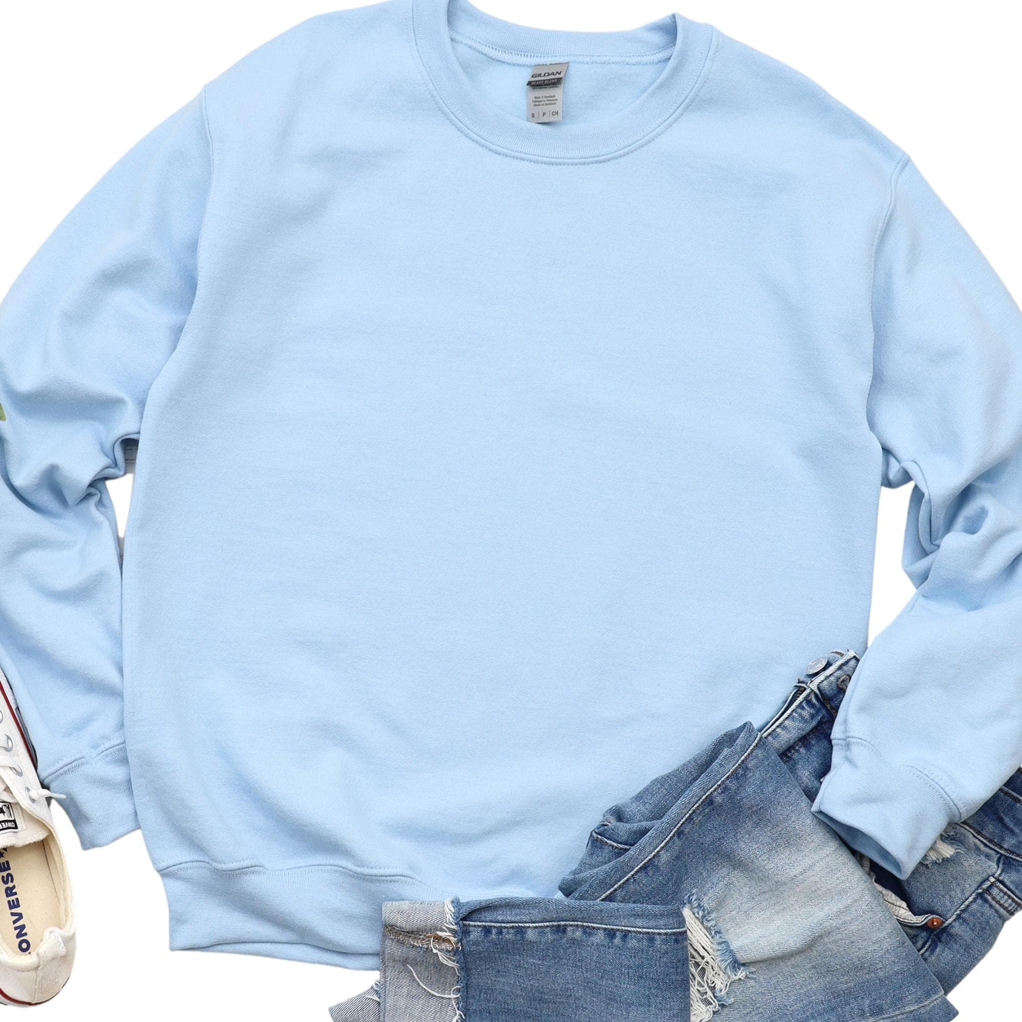 Light Blue Plain Sweatshirt, Gildan Unisex Pullover, DIY Craft Sweatshirt, Bulk Blank Sweatshirt, Cozy Crewneck, Basic Light Blue Sweatshirt