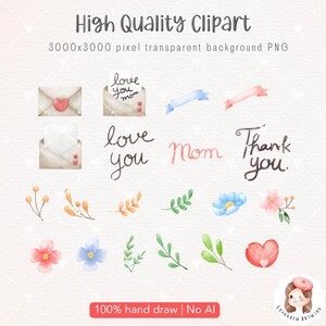 Happy Mother's Day Watercolor Clipart, Digital Download, Png Graphic ...