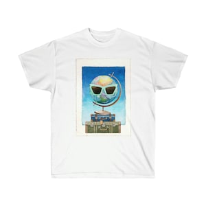 Wanderlust #TheWorldIsWaiting Unisex T-shirt van ultrakatoen