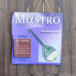8string Bouzouki Set of Strings ~ Mastro Medium Set ~ 0,11 Set Nickelplated Wound