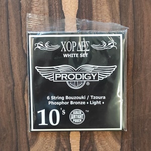 6string Bouzouki / Tzoura Set of Strings ~ Prodigy WHITE Set ~ 0,10 Set Phosphor Bronze Wounded