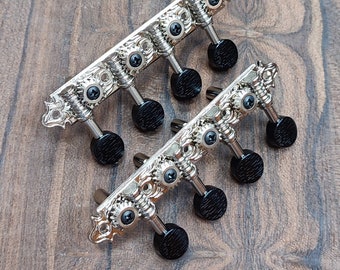 Bouzouki machine heads ~ Professional 8string Bouzouki tuners ~ Nickel Colour & Black Button