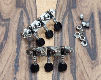 Baglamas/Bouzouki machine heads ~ Grover Professional 6string Baglama/Bouzouki tuners ~ Nickel Colour & Black Button