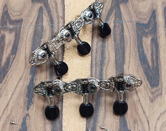 6string Bouzouki machine heads ~ Grover Professional 6string Bouzouki tuners ~ Slotted Headstock ~ Nickel Colour & Black Button