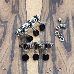 Baglamas/Bouzouki machine heads ~ Grover style Professional 6string Baglama/Bouzouki tuners ~ Nickel Colour & Black Button