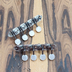 Mandolin machine heads ~ Grover style Professional 8string Mandolin tuners ~ Nickel Colour & White Pearl Button