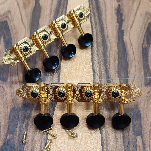 Bouzouki machine heads ~ Premium 8string Bouzouki tuners ~ Gold Colour & Black Button