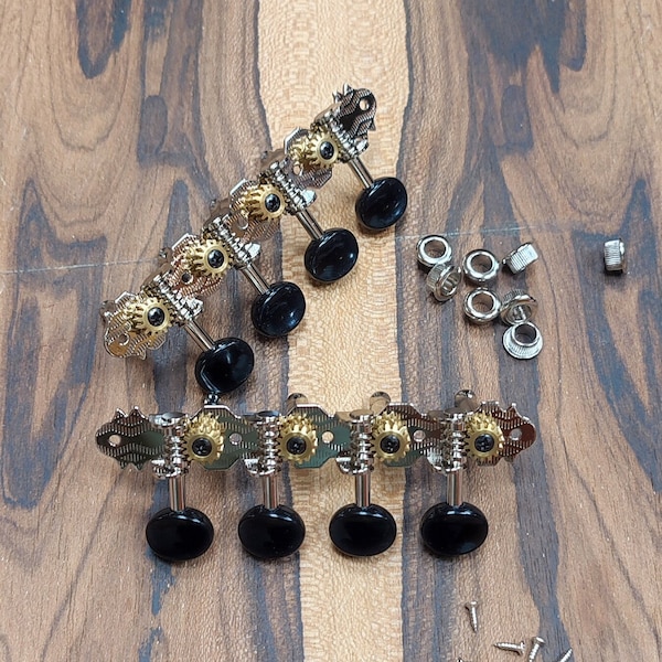 Mandolin machine heads ~ Grover Premium 8string Mandolin tuners ~ Nickel Colour & Black Button