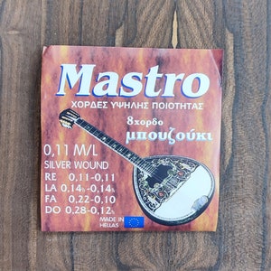 8string Bouzouki Set of Strings ~ Mastro Medium Set ~ 0,11 Set Silverplated Wound