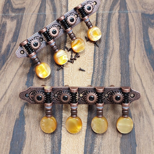 Bouzouki machine heads ~ Grover Professional 8string Bouzouki tuners ~ Bronze Colour & Brown Pearl Button