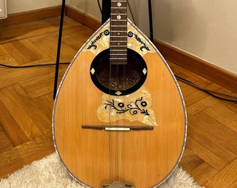 Bouzouki grec Rebetiko 6 cordes avec pickguard floral en celluloïd fait main - Instrument traditionnel 6 cordes