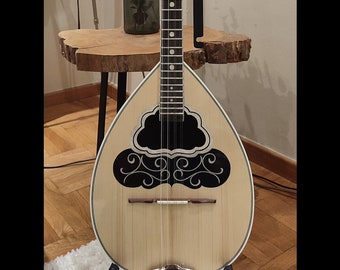 Premium Handmade 8-String Bouzouki with Double Action Truss-Rod and Cellulose Vines Top Decorations - Greek Popular Bouzouki