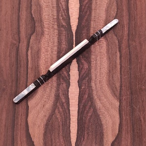 Ebony 8-String Bouzouki Bridge/Kavalaris with Bone Saddle - Ebony Bouzouki Bridge with Celluloid White Pearl Decorations