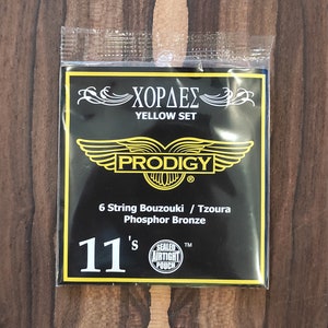 6string Bouzouki / Tzoura Set of Strings ~ Prodigy YELLOW Set ~ 0,11 Set Phosphor Bronze Wounded