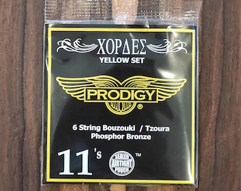 6string Bouzouki / Tzoura Set of Strings ~ Prodigy YELLOW Set ~ 0,11 Set Phosphor Bronze Wounded