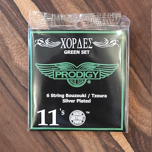 6string Bouzouki / Tzoura Set of Strings ~ Prodigy GREEN Set ~ 0,11 Set Silver Wounded