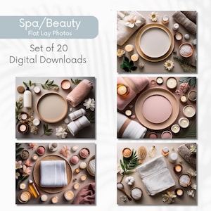 Digital Download - Set of 20 Spa and Beauty Flat Lay Photos for Marketing