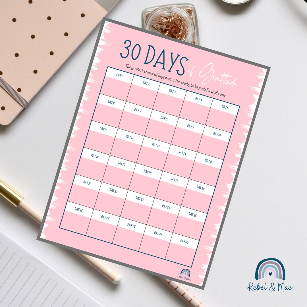 30 Days of Gratitude - Instant Printable Download - Etsy