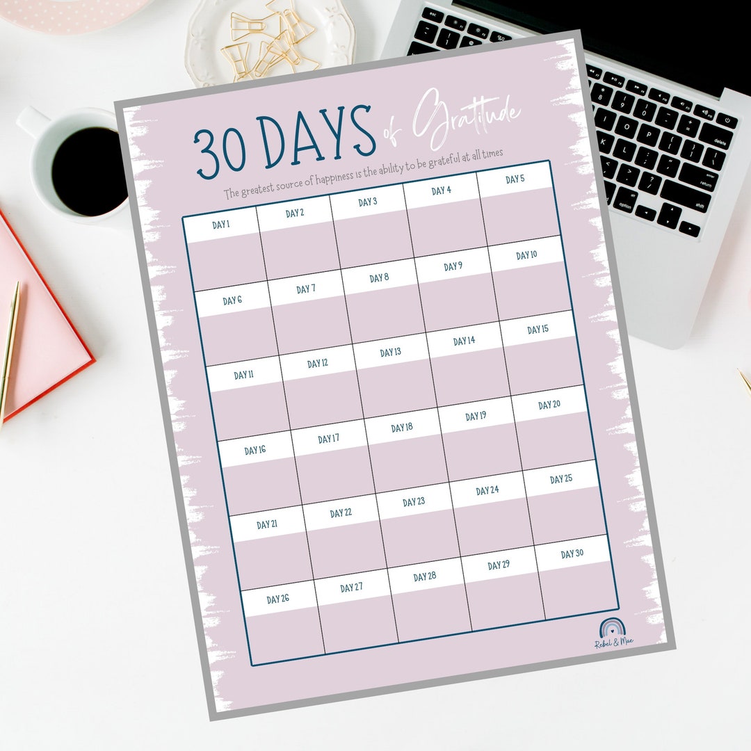 30 Days of Gratitude - Instant Printable Download - Etsy