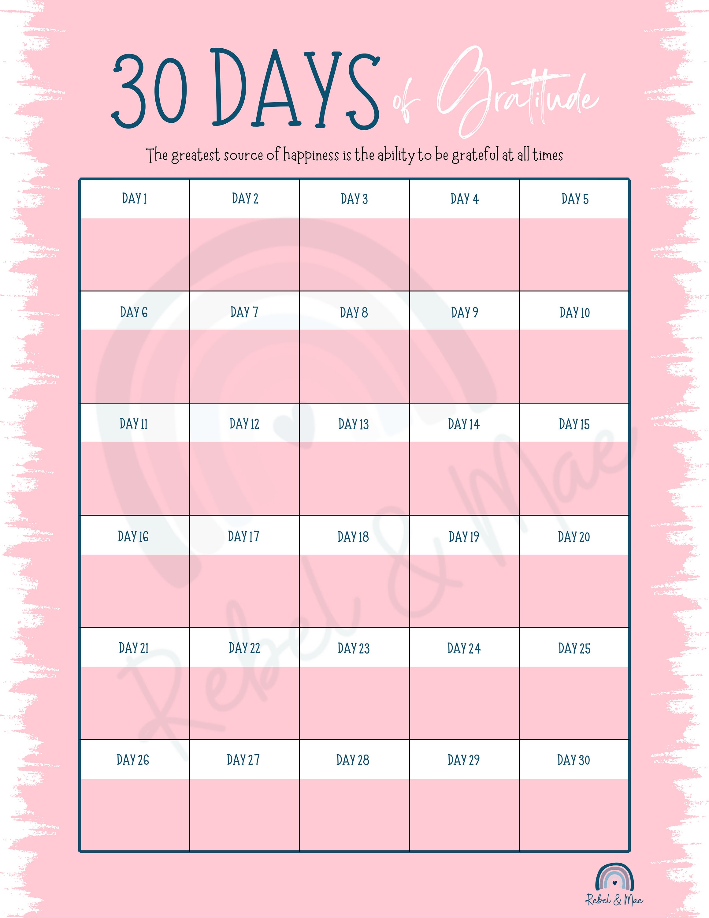 30 Days of Gratitude - Instant Printable Download - Etsy