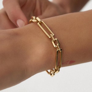 Paperclip Link Bracelet, Elegant Bracelets, 14K Gold Bracelets, Link Bracelets, Stacking Bracelets, Paperclip Bracelets, Gift For Birthday