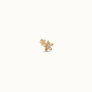 Gemstoned Flower Piercing, Screw Back 14K Gold Tragus Piercing, Stud Earrings by Altinkale, Minimalist Jewelry Gift For Her