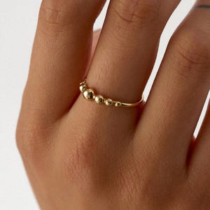 Bead 14K Solid Gold Ring – Minimalist Rings – Stacking Gold Rings – Elegant Rings- 14K Gold Rings- Gift For Her, Gift For Mom, Bead Rings