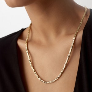14K Byzantine Chain, Byzantine Necklace, 14K Solid Gold Chain, Casual Gold Necklace, Jewelry For Women, Handmade Jewelry, Gift For Him