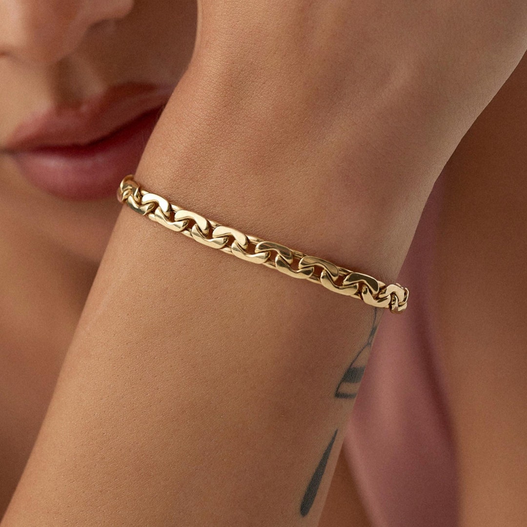WOWORAMA Chunky Kettingarmband voor dames, verstelbaar, elastisch