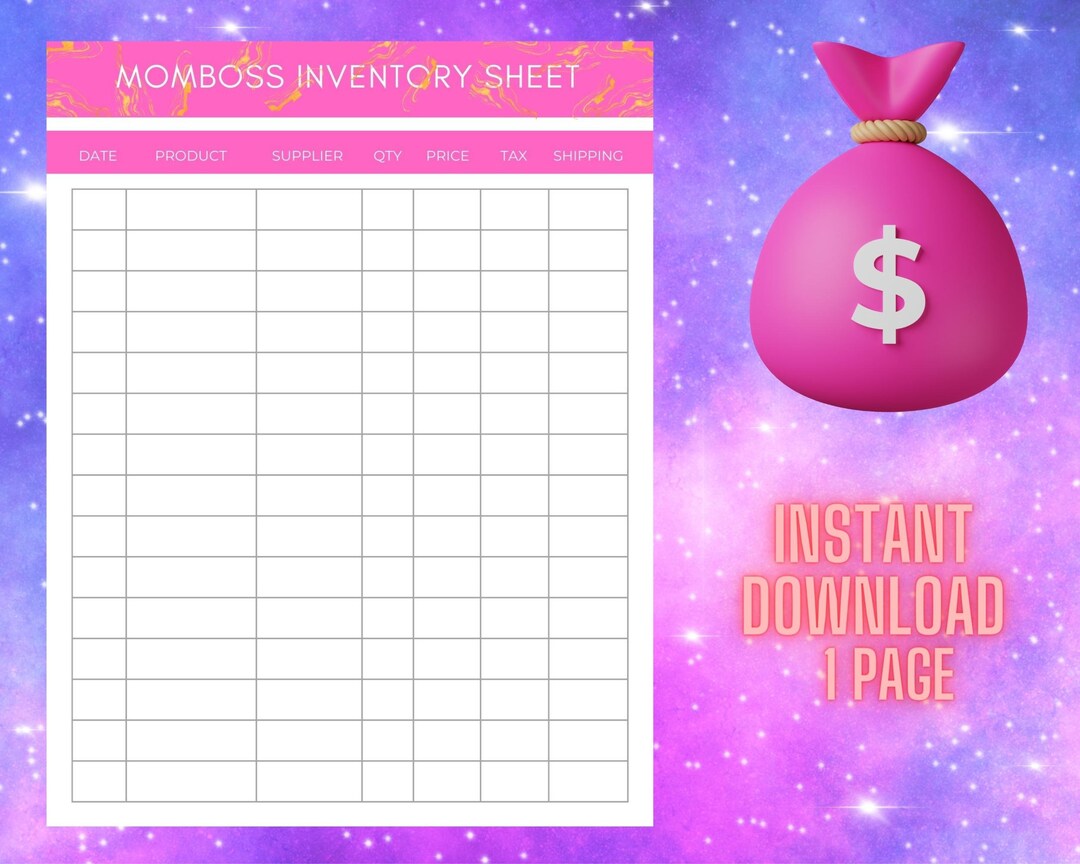 Inventory Management | Printable Spreadsheet for a MOM BOSS - Etsy