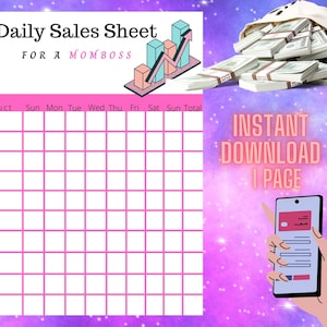 DAILY SALES SHEET| Sales Tracker for small business owner