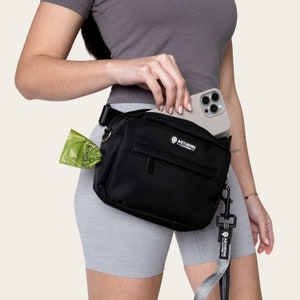 Pack 3 en un pour chien | Sac de promenade convertible pour chien | Sac banane tout-en-un pour chien | Laisse mains libres pour chien
