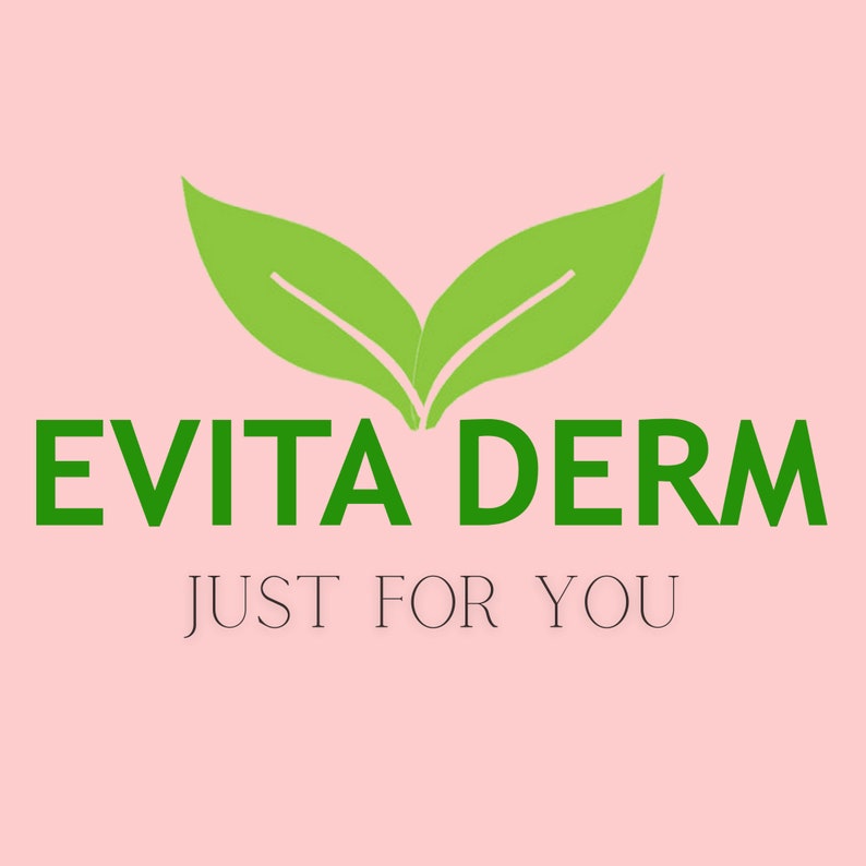 May include: Green leaf logo with the text "EVITA DERM JUST FOR YOU" on a pink background.