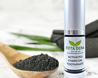 Evita Derm Activated Charcoal Toothpaste Gel | Naturally Whiten Polish and Clean Your Teeth | 0.5 Oz Teeth Care Gel for Cleaning Teeth