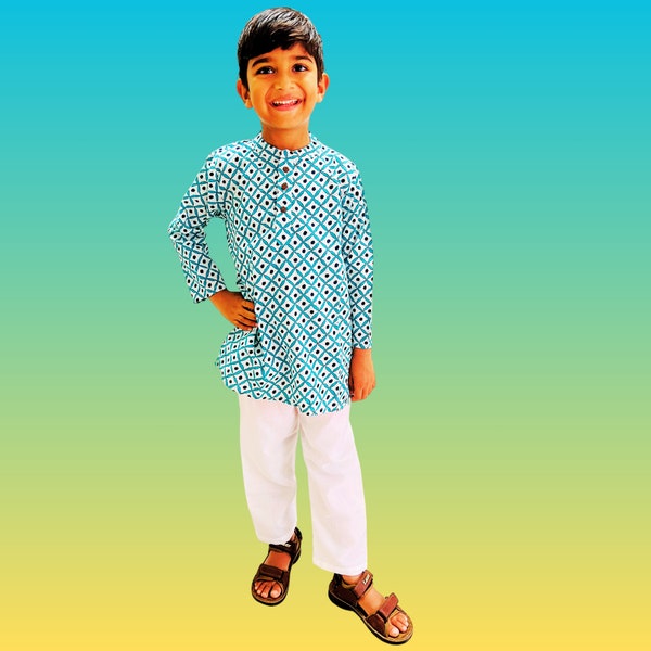 Boys Kurta Pajama casual comfort wear/festival wear, Indian Ethnic Wear baby boy kurta pajama, Indian outfits for boys
