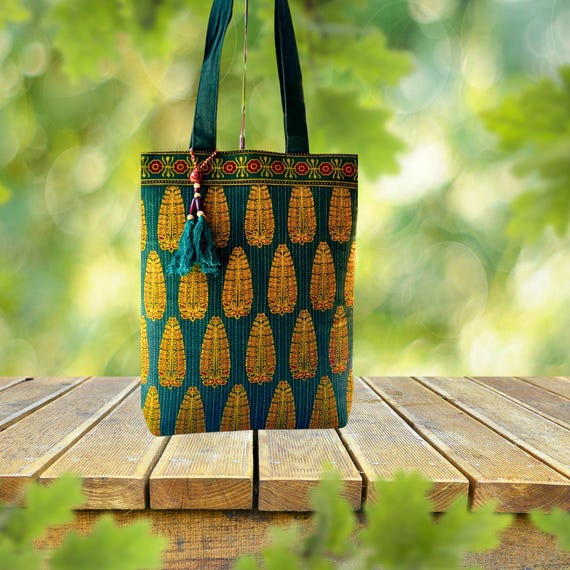 Handcrafted Ajrakh and Patch Work Handbag Stylish Cotton Tote