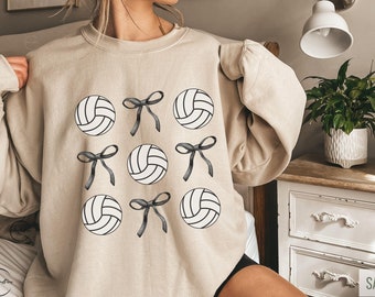 Volleyball Bows Sweatshirt Volleyball Mom Gift for Volleyball Coach Volleyball Season Crewneck Bows Trending Sweater Volleyball Team Shirt