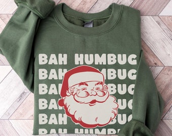Bah Humbug Sweatshirt Retro Santa Bah Humbug Sweater Scrooge Christmas Crewneck Matching Couple Gift Best Friend Funny Boyfriend Holiday PJ