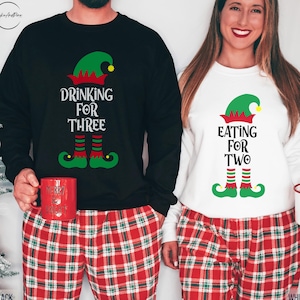 Eating For Two Pregnant Christmas Sweatshirt Christmas Pregnancy Announcement Sweater Expecting Dad Gift Xmas Baby Reveal Couple Matching