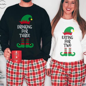 Eating for Two Pregnant Sweatshirt Couples Matching Christmas Pregnancy Announcement Sweater Gift Holiday Maternity Crewneck Expecting Baby