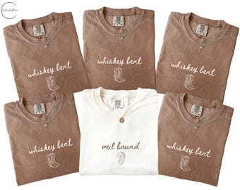 Whiskey Bent Bachelorette Shirt: Veil Bound Cowgirl Bridal Party Comfort Colors TShirt