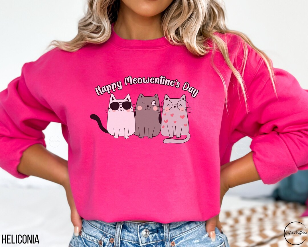Happy Meowentine's Day Sweatshirt,cat Valentine Sweater,funny Valentine