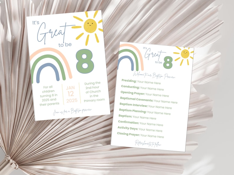 Great to Be 8 Invitation &amp; Program | LDS Primary Invite | Baptism ...