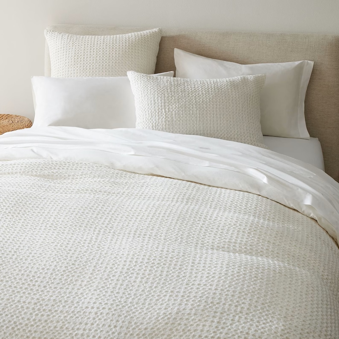 White Waffle Duvet Cover / Waffle Duvet Cover Pillow Shames / Etsy